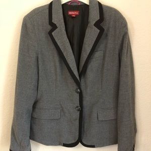 Grey Schoolboy Blazer with pink collar trim